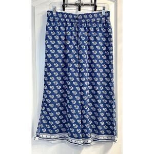Octavia Womens Wide Leg Palazzo Pants Sz S Blue Floral Flowy Boho Y2k EUC
